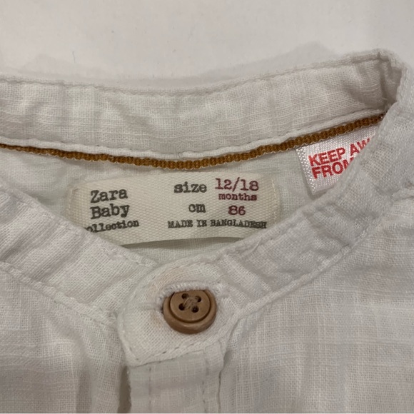 Zara Baby White Button Down Shirt - 12-18 Months - Picture 5 of 6